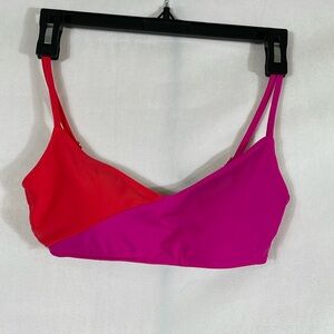 Summersalt Bikini Top Size 2 Pink And Red Adjustable Shoulder Straps EUC